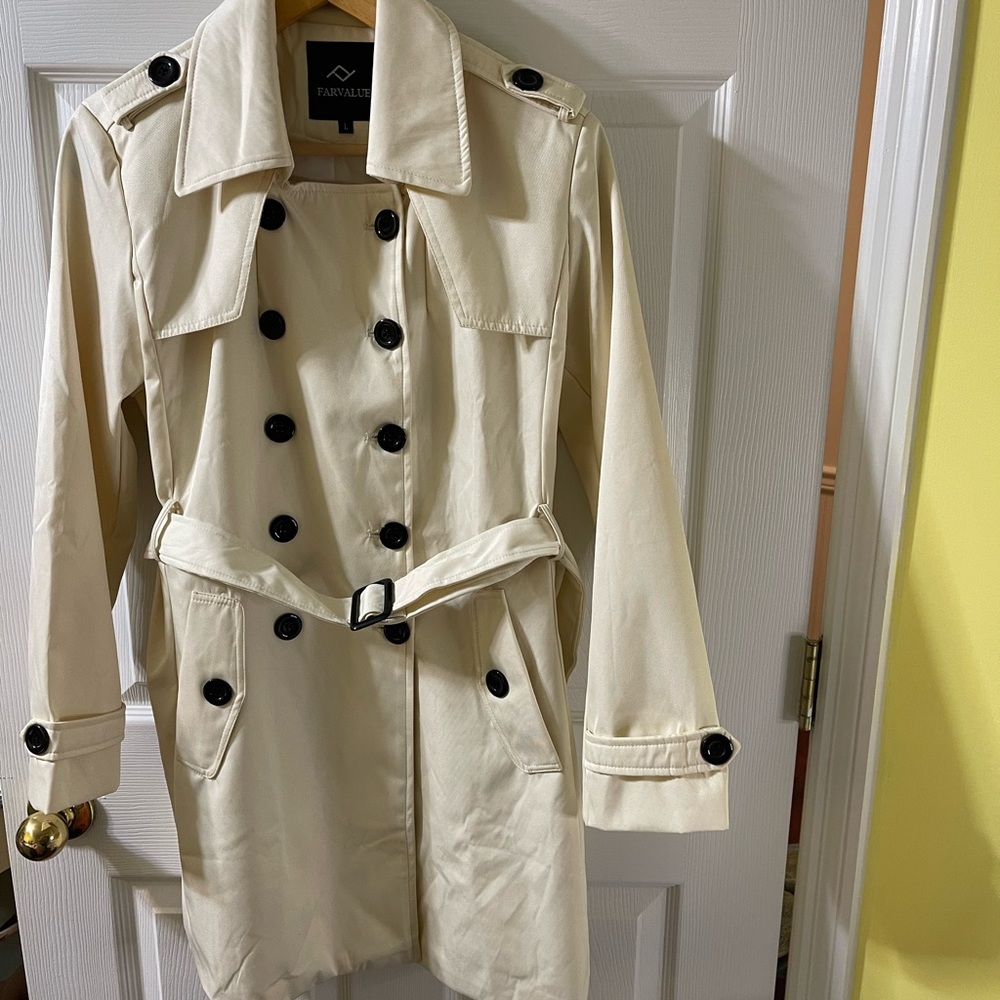 Farvalue women’s double breasted overcoat‎ off white size large